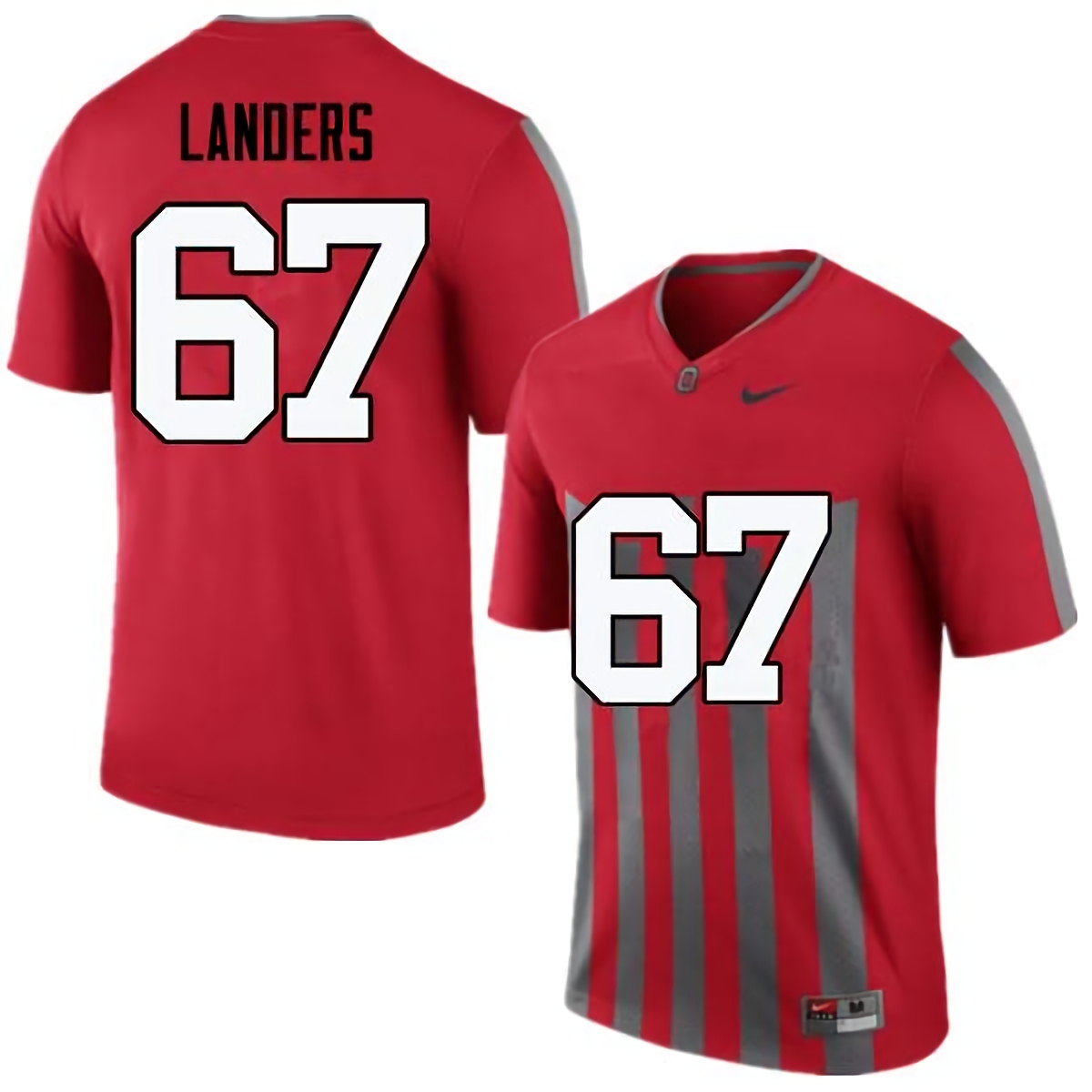 Robert Landers Ohio State Buckeyes Men's NCAA #67 Nike Throwback Red College Stitched Football Jersey OYX7256TD